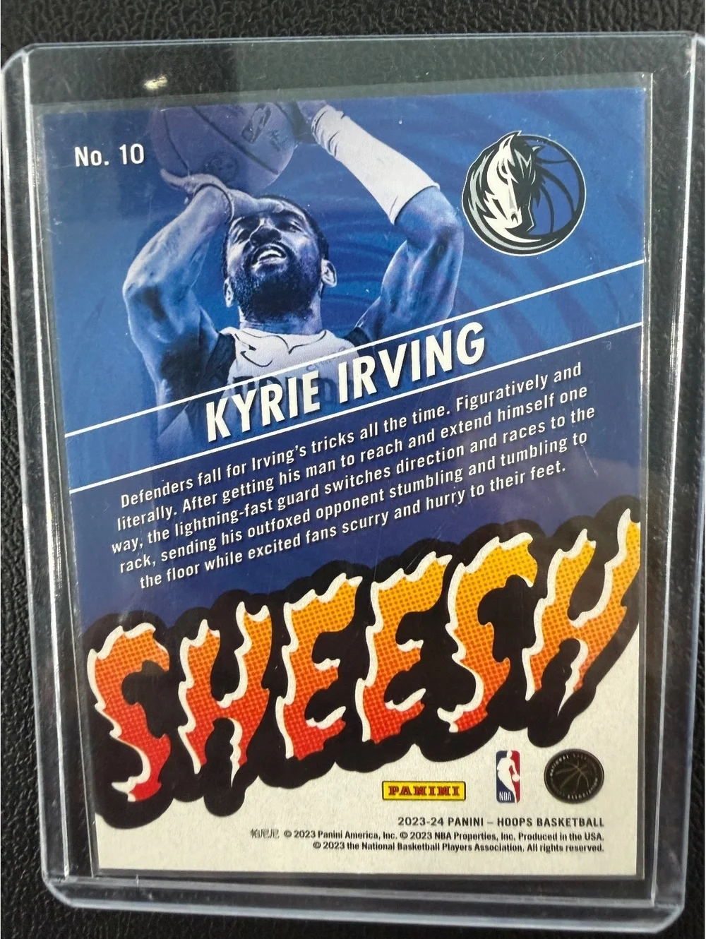 2023-24 Panini NBA Hoops SHEESH! Blue Explosion Parallel Kyrie Irving #10 Dallas